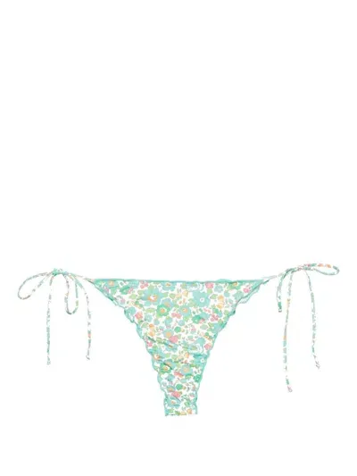 Mc2 Saint Barth Miami Floral-print Bikini Bottom In 绿色