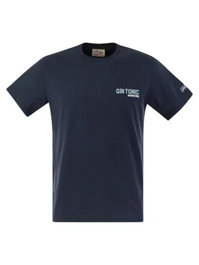 Mc2 Saint Barth T Shirt With Print On Chest And Back In Blue