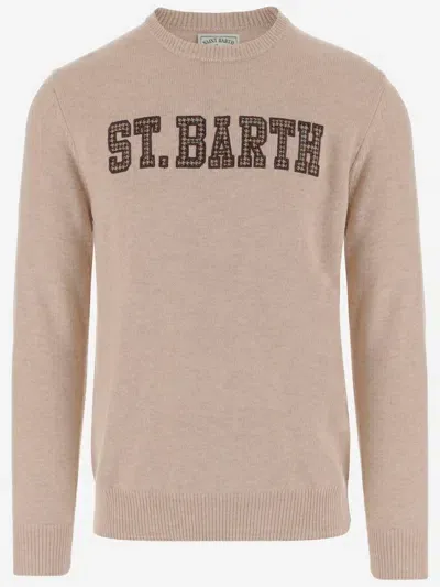 Mc2 Saint Barth Wool Blend Pullover With Logo In Neutral