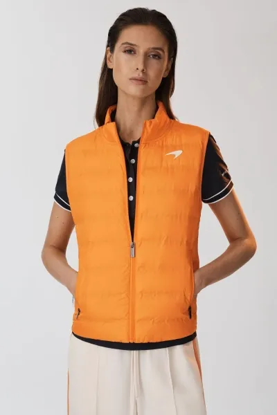 Mclaren F1 Hybrid Quilt And Knit Gilet In Papaya