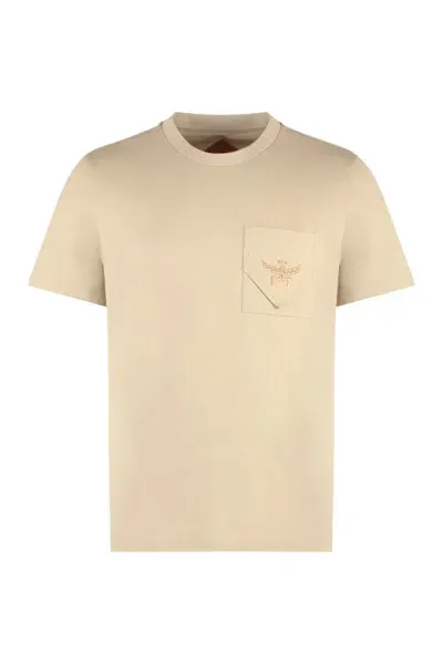 Mcm Cotton Crew-neck T-shirt In Beige