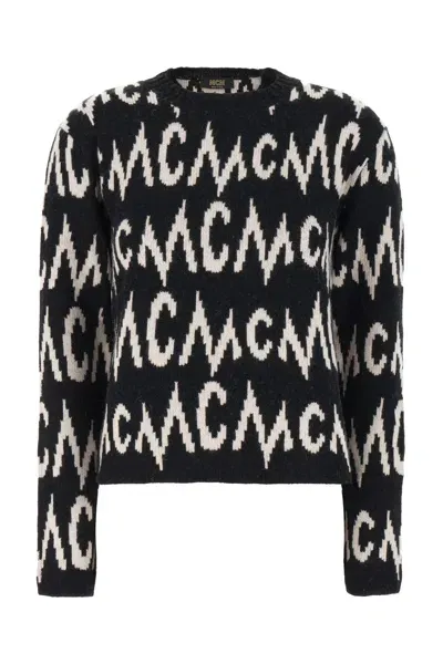 Mcm Embroidered Cashmere Blend Oversize Sweater In B9