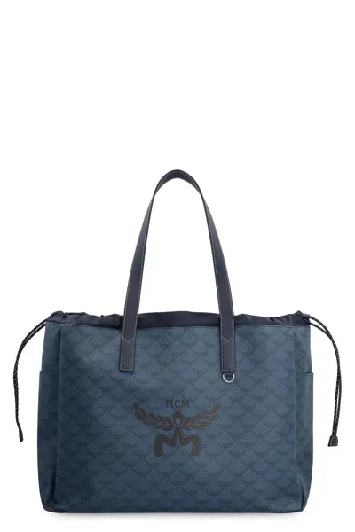 Mcm Himmel Leather Tote In Blue