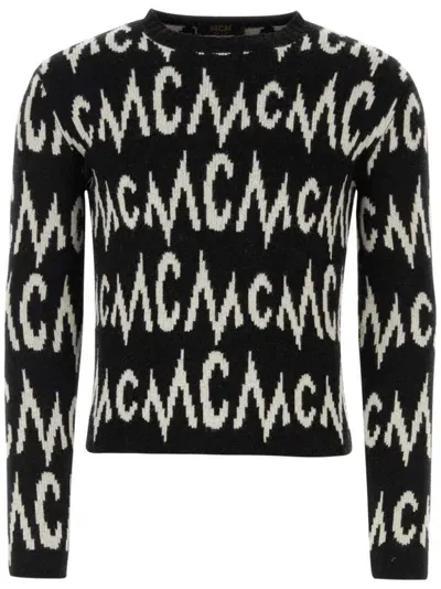 Mcm Intarsia-knit Logo Jumper In Black