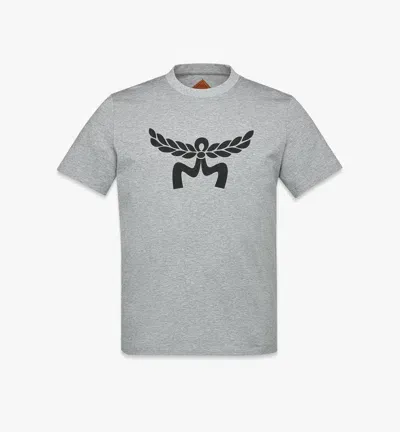 Mcm Laurel Logo Print T-shirt In Organic Cotton In Melange Grey