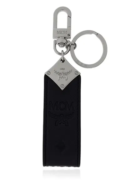 Mcm Logo Detailed Keychain In Black