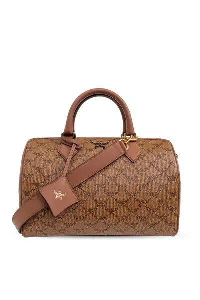 Mcm Medium Ella Monogram Printed Tote Bag In Brown