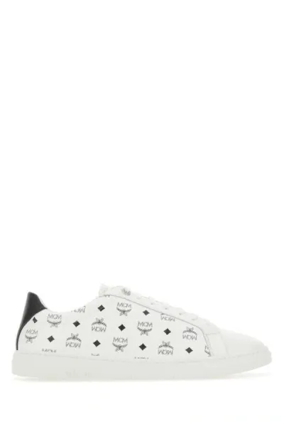 Mcm Printed Canvas Terrain Sneakers In White