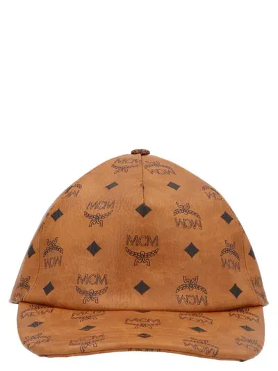 Mcm Monogram Printed Baseball Cap In Brown