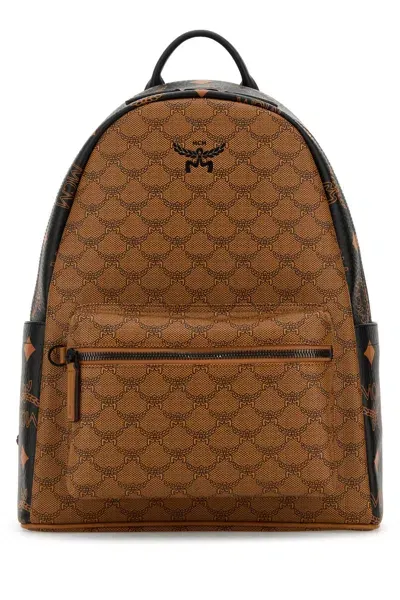 Mcm Printed Canvas Medium Stark Backpack In Brown