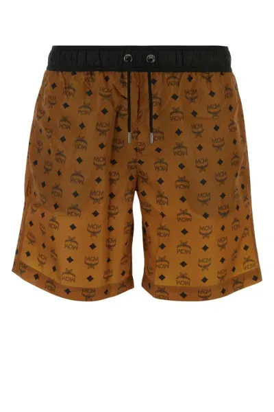 Mcm Logo-monogram Print Swim Shorts In Multicolor