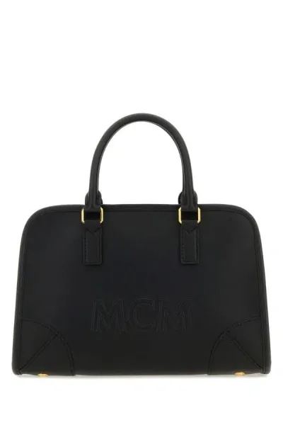 Mcm Black Leather Aren Boston Medium Handbag