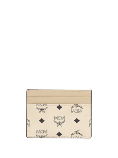 Mcm Wallets In Beige+black Logo