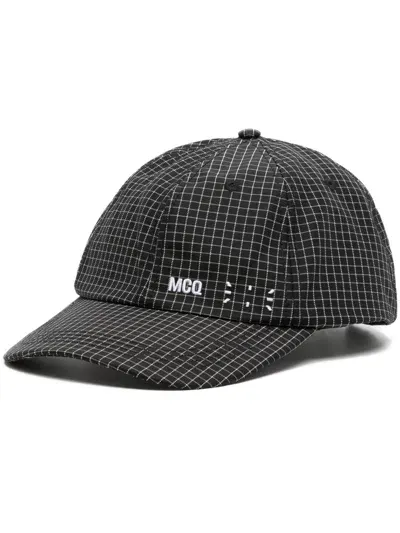 Mcq By Alexander Mcqueen Logo-embroidered Grid-pattern Cap In Schwarz