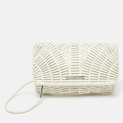 Pre-owned Mcq By Alexander Mcqueen Off White Laser Cut Fold Over Clutch