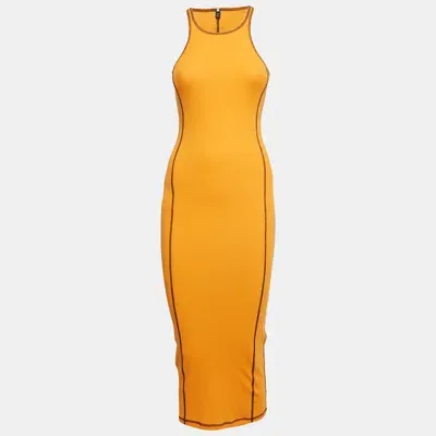 Pre-owned Mcq By Alexander Mcqueen Orange Rocket Rib Knit Tank Dress Xxs