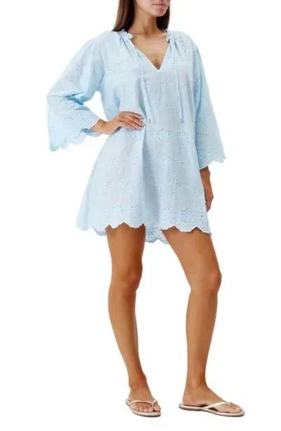 Melissa Odabash Lucy Broderie Anglaise Cover-up Minidress In Sky