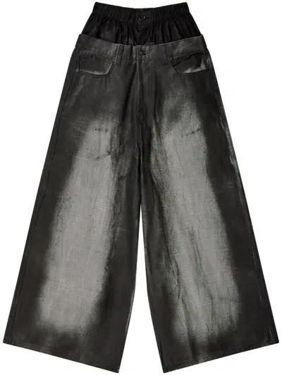 Melitta Baumeister Distressed-finish Wide-leg Jeans In Black