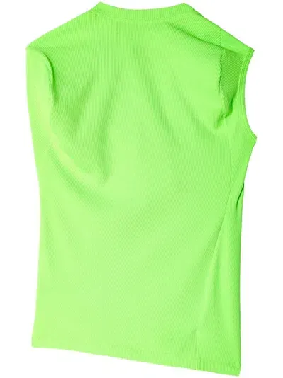 Melitta Baumeister Fine-ribbed Asymmetric-hem Top In Green