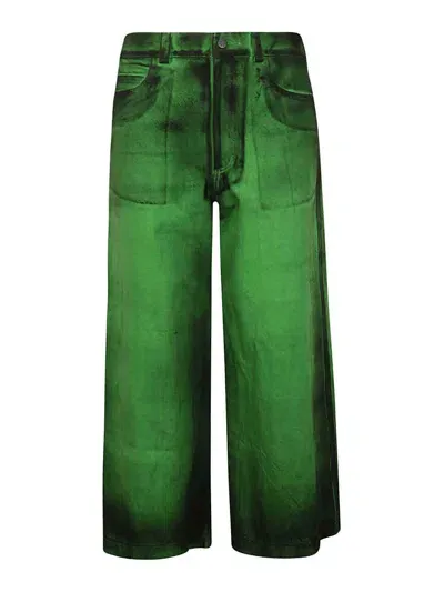 Melitta Baumeister Faded-effect Wide-leg Jeans In Green