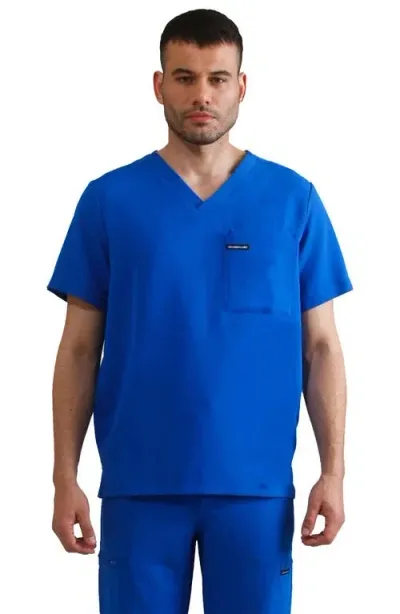 Members Only Brighton 3-pocket Scrub Top In Royal Blue