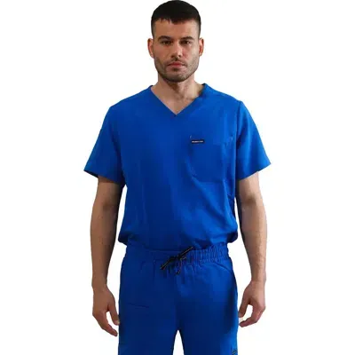 Members Only Manchester 3-pocket Scrub Top In Ceil Blue