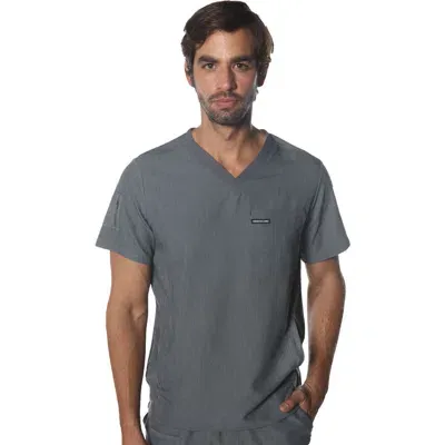 Members Only Manchester 3-pocket Scrub Top In Graphite