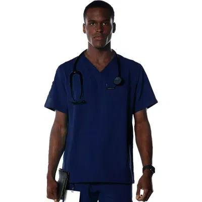 Members Only Manchester 3-pocket Scrub Top In Navy