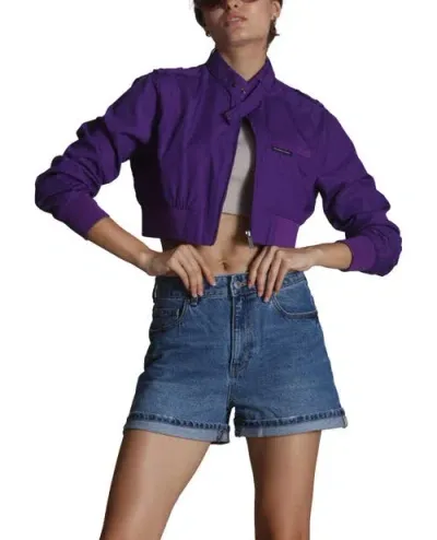 Members Only Mini Cropped Racer Jacket In Purple