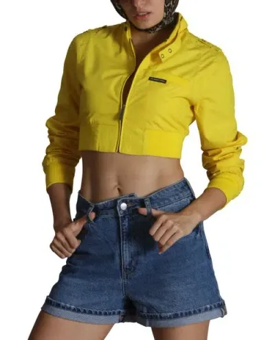 Members Only Mini Cropped Racer Jacket In Yellow