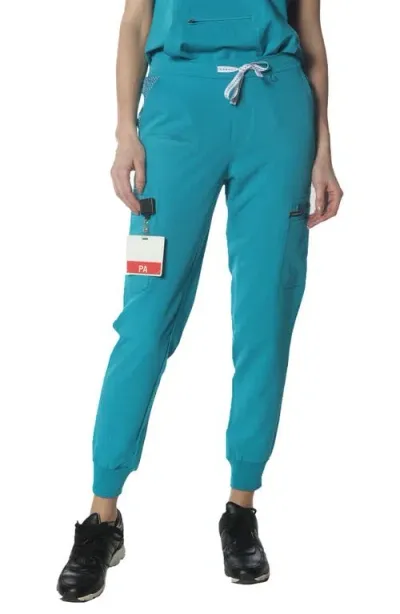 Members Only Valencia Jogger Scrub Pants In Teal