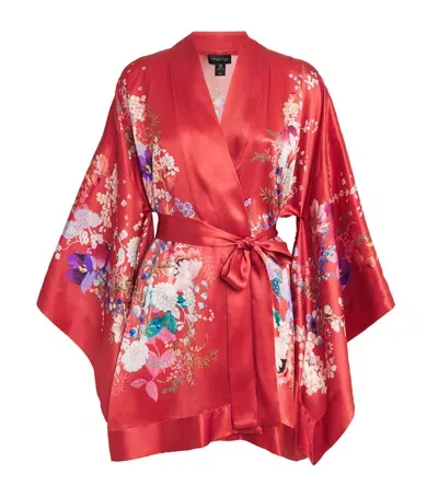 Meng Silk-satin Floral Kimono In Red