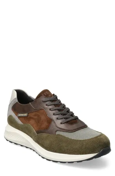 Mephisto Driss Mixed Media Sneaker In Khaki