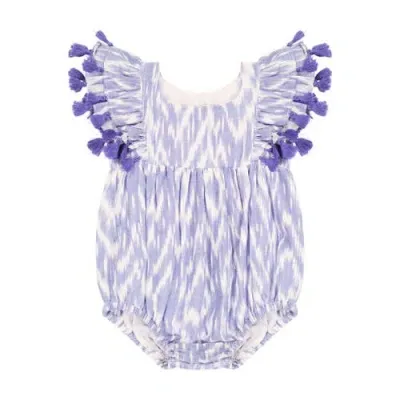 Mer St. Barth Babies'  Anna Romper In Blue Ikat