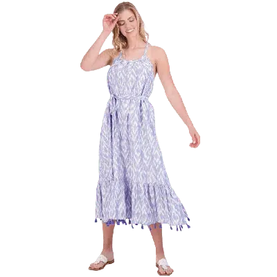 Mer St. Barth Chantal Sundress In Blue Ikat