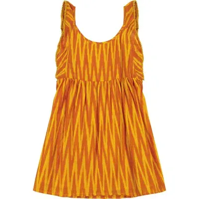 Mer St. Barth Kids'  Daphne Flutter Sleeve Dress In Sunset Ikat