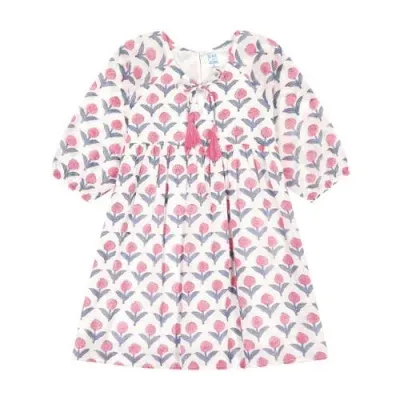 Mer St. Barth Kids'  Sara Popover Dress In Pink Flower