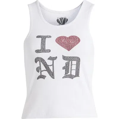 Merch Traffic I Heart No Doubt Rhinestone Embellished Rib Tank Top In White