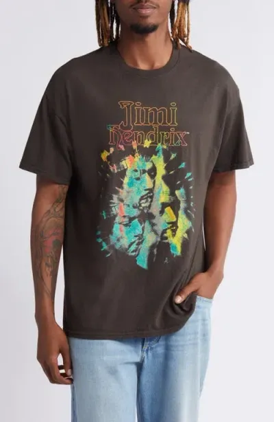 Merch Traffic Jimi Hendrix Starburst Cotton Graphic T-shirt In Black Pigment