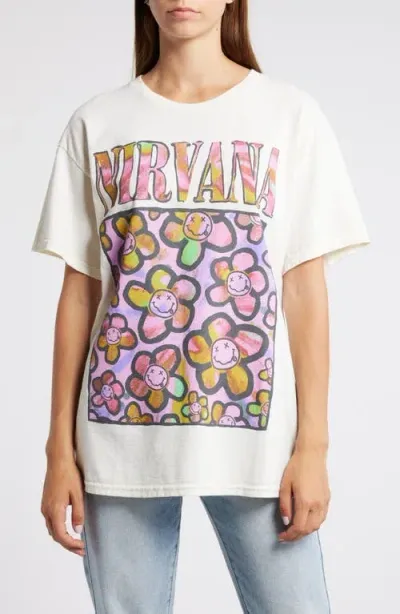 Merch Traffic Nirvana Oversize Cotton Graphic T-shirt In Cream