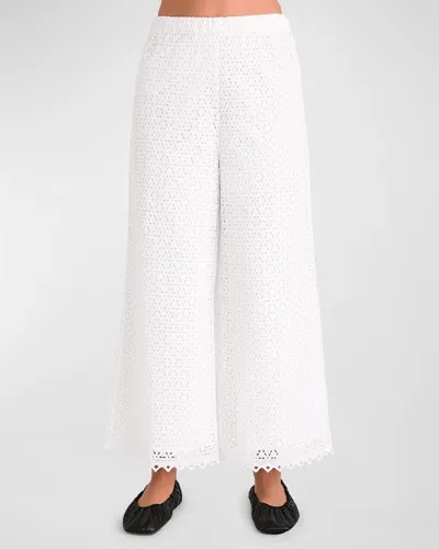 Merlette Spector Cropped Wide-leg Eyelet Pants In White