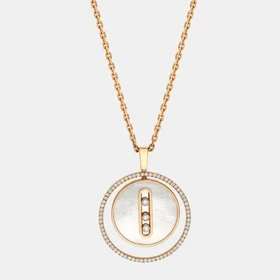 Pre-owned Messika Mother Of Pearl Diamond Lucky Move Mm 18k Rose Gold Pendant Necklace