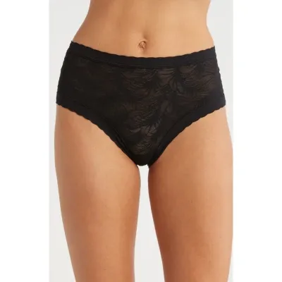 Meundies Allover Lace High Waist Briefs In Black