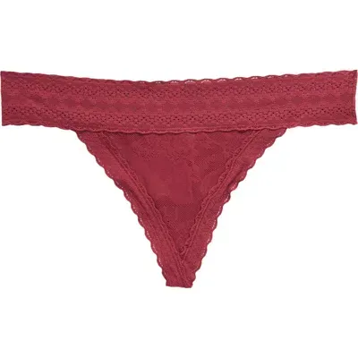 Meundies Allover Lace Thong In Plum Dead Flowers