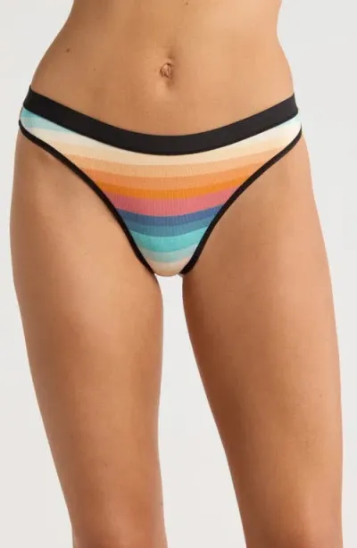 Meundies Print Seamless Thong In Pool Stripes