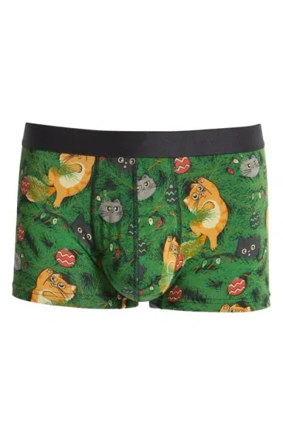 Meundies Stretch Trunks In Meowy Christmas