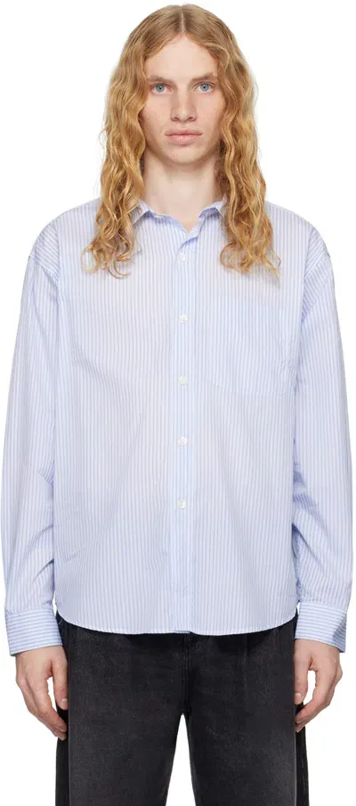 Mfpen Blue Executive Shirt In Light Blue Stripe