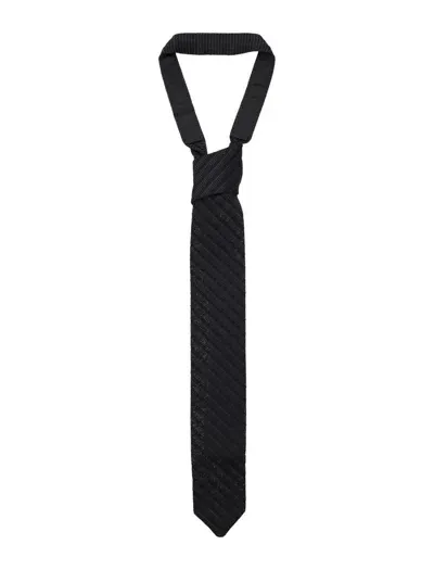 Mfpen Formal Tie In Black Grey Stripe