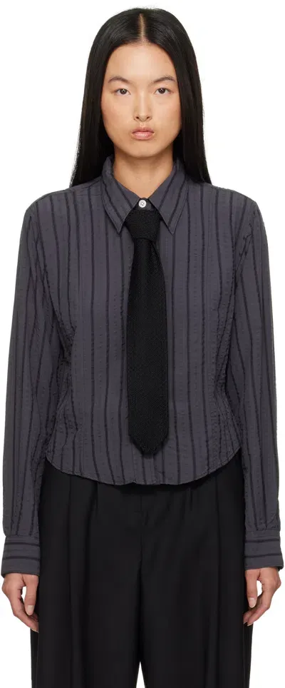 Mfpen Gray Readers Shirt In Dark Grey Stripe