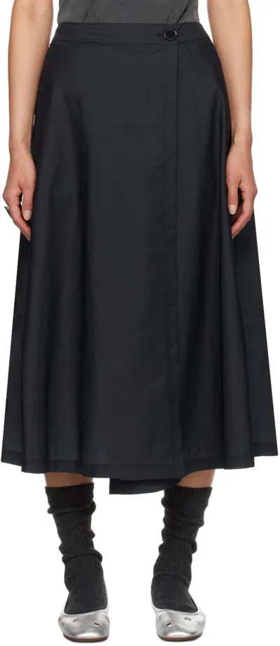 Mfpen Navy Wrap Midi Skirt In Midnight